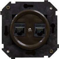 Bironi Шедель пластик коричневый розетка 2-ая RJ45  (скрытый монтаж) B3-302-22 фото