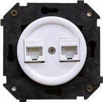 Bironi Шедель пластик белый розетка 2-ая RJ45 (скрытый монтаж) B3-302-21 фото