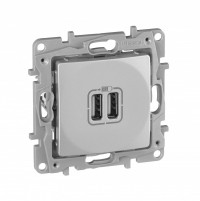 Legrand Etika алюминий розетка USB 2-ая 240В/5В 2400мА 672494 фото