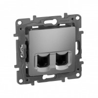 Legrand Etika алюминий розетка компьютерная 2-ая RJ45, категория 5е UTP - Etika - алюминий 672455 фото