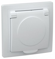 IEK KVARTA РСб10-3-КБ Розетка 1местн. c з/к с крышкой 16А (белый) ERK15-K01-16-DM фото