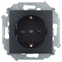 Simon 15 Графит Розетка с/з, с защитными шторками, 16А, 250В, винт. зажим 1591443-038 фото