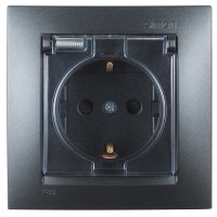 Simon 15 Розетка IP44 с крышкой, заземлением и шторками Schuko 2Р+Е 16A 250В~ моноблок 1590450-038 фото