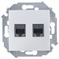 Simon 15 Алюминий Розетка компьютерная двойная 2хRJ45 кат.5e (AMP) 1591552-033 фото