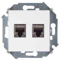 Simon 15 Белая Розетка компьютерная двойная 2хRJ45 кат.6A (АМР, FTP) 1591564-030 фото
