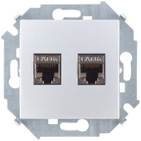 Simon 15 Алюминий Розетка компьютерная двойная 2хRJ45 кат.6A (АМР, FTP) 1591564-033 фото