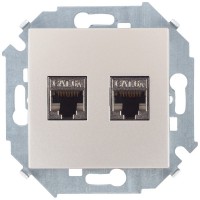 Simon 15 Шампань Розетка компьютерная двойная 2хRJ45 кат.6A (АМР, FTP) 1591564-034 фото
