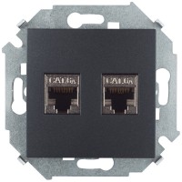 Simon 15 Графит Розетка компьютерная двойная 2хRJ45 кат.6A (АМР, FTP) 1591564-038 фото