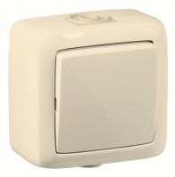 Hegel Альфа IP44 наруж Слоновая кость ВА10-261-01 Переключатель 1-клавишный брызгозащищенный ВА10-261-01 фото