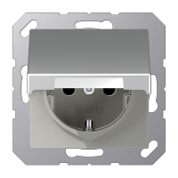 JUNG Алюминий Розетка штепсельная Schuko 16A 250V с защитой от детей, с крышкой, термопласт A1520BFKIKLAL фото