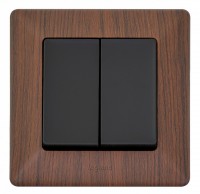 Legrand Valena Life Black выключатель двухклавишный 10А 250В с лицевой панелью. Безвинтовые зажимы, антрацит. 756305 фото