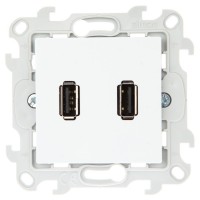 Simon 24 Белый Коннектор 2хUSB 2.0 тип A 2411090-030 фото