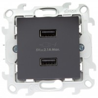 Simon 24 Графит Зарядное устройство 2хUSB 2,4A 2411096-038 фото