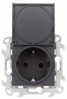 Simon 24 Графит Розетка 2К+3 Sсhuko IP44 c крышкой и защитными шторками 2450448-038 фото