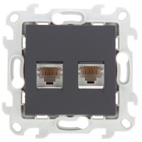 Simon 24 Графит Розетка 2хRJ45 кат. 5е UTP 2450593-038 фото