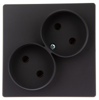 Simon 24 Графит Розетка двойная 2К без защитных шторок 2450457-038 фото