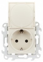 Simon 24 Слоновая кость Розетка 2К+3 Sсhuko IP44 c крышкой и защитными шторками 2450448-031 фото