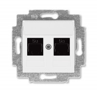 ABB Levit белый Розетка компьютерная, 2хRJ45 кат,5e, белый 2CHH295118A6003 фото