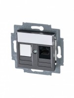 ABB Levit сталь Розетка компьютерная RJ45 кат,5e+заглуш,, сталь 2CHH295117A6069 фото
