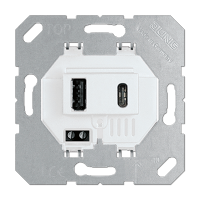 JUNG USB-зарядное устройство, Белый, USB тип А + USB тип С, выходной ток 3000 mA  универсальные встраиваемые механизмы USB15CAWW фото