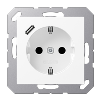 JUNG A Flow/A 550 Белый матовый Розетка  с USB-зарядным устройством, тип С, SCHUKO A1520-18CWWM фото