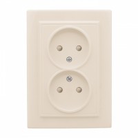 EKF Basic Минск Бежевый Розетка 2-ая, б/з, со шторками, 10А, СП ERR10-102-200 фото