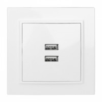 EKF Basic Минск Белый Розетка USB 2-ая, 2,1А, СП ERR-2USB-100 фото