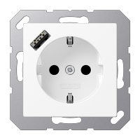 JUNG A Flow/A 550 Белый матовый Розетка  с USB-зарядным устройством, тип А, SCHUKO A1520-18AWWM фото