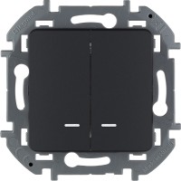 Legrand Inspiria антрацит выключатель двухклавишный с подсветкой/индикацией 10 AX - 250 В 673633 фото