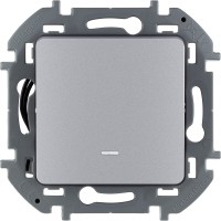 Legrand Inspiria алюминий переключатель одноклавишный с подсветкой/индикацией 10 AX - 250 В 673662 фото