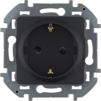 Legrand Inspiria антрацит розетка 2К+З со шторками - немецкий стандарт - 16 А - 250 В 673733 фото