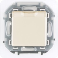 Legrand Inspiria слоновая кость розетка 2К+З IP 44 с откидной крышкой и шторками - немецкий стандарт - 16 А - 250 В 673741 фото