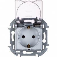 Legrand Inspiria алюминий розетка 2К+З IP 44 с откидной крышкой и шторками - немецкий стандарт - 16 А - 250 В 673742 фото