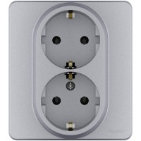 Legrand Inspiria алюминий розетка 2 x 2К+З - немецкий стандарт - 16 А - 250 В 673752 фото