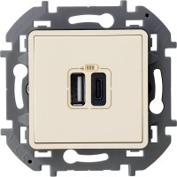 Legrand Inspiria слоновая кость зарядное устройство с двумя USB-разьемами A-C 240В/5В 3000мА 673761 фото