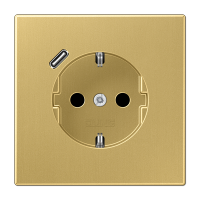 Jung Розетка SCHUKO с USB-зарядным устройством, тип С термопласт латунь Classic ME1520-18CC-L фото