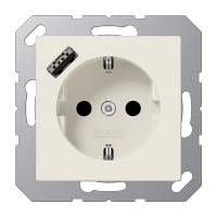 JUNG Розетка SCHUKO® с USB-зарядным устройством, тип А термопласт слоновая кость A1520-18A фото