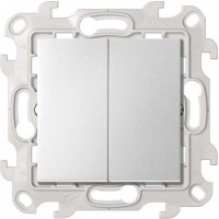 Simon 24 Алюминий Двухклавишный кнопочный выключатель 10A 250В 2410151-033 фото