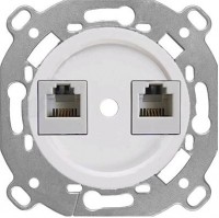 Bironi Шедель пластик белый розетка RJ45 + RJ11 (скрытый монтаж) B3-303-21 фото