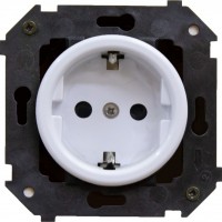 Bironi Шедель пластик белый розетка с заземлением ( скрытый монтаж) B3-101-21 фото