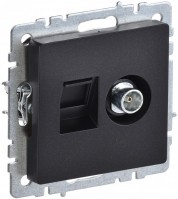 IEK Brite Base чёрный розетка двойная TV+RJ45 кат.5E BR-AK20-1-K02 фото