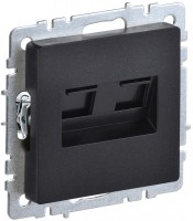 IEK Brite Base чёрный розетка компьютерная двойная RJ45 кат.5E BR-K20-1-K02 фото