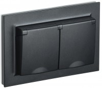 IEK Brite чёрный розетка 2 - места, с заземлением и шторками, и крышк 16А в сборе IP44 BR-R26-16-44-K02-F фото