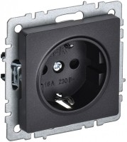 IEK Brite Base чёрный розетка 1-м с заземлением, с защитными шторками 16А BR-R14-16-K02 фото