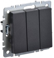 IEK Brite Base чёрный выключатель 3 клавишный 10А BR-V30-0-10-K02 фото