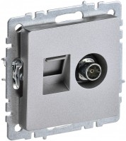 IEK Brite Base алюминий розетка двойная TV+RJ45 кат.5E BR-AK20-1-K47 фото