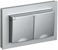 IEK Brite алюминий розетка 2 места, с заземлением, шторками и крышкой, 16А в сборе IP44 BR-R26-16-44-K47-F фото
