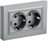 IEK Brite алюминий розетка 2 - места, с заземлением и шторками, 16А в сборе BR-R24-16-K47-F фото
