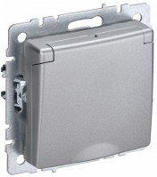 IEK Brite Base алюминий розетка 1-м с заземлением, с защ шторк и крышкой 16А IP20 BR-R16-16-K47 фото