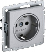 IEK Brite Base алюминий розетка 1-м с заземлением, с защ шторк 16А BR-R14-16-K47 фото